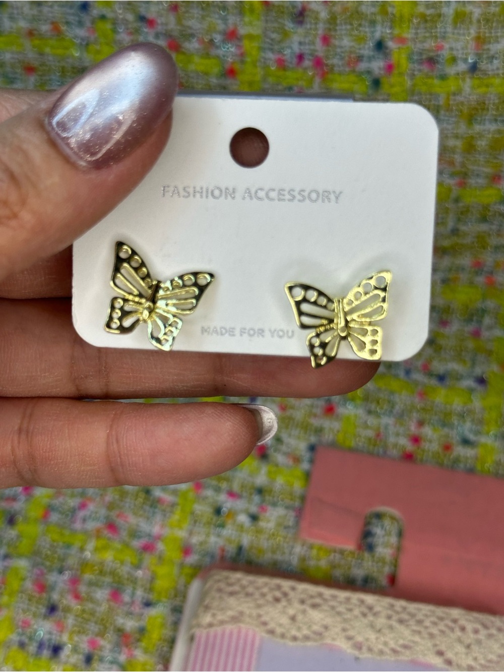 Gold Butterfly Stud Earrings -